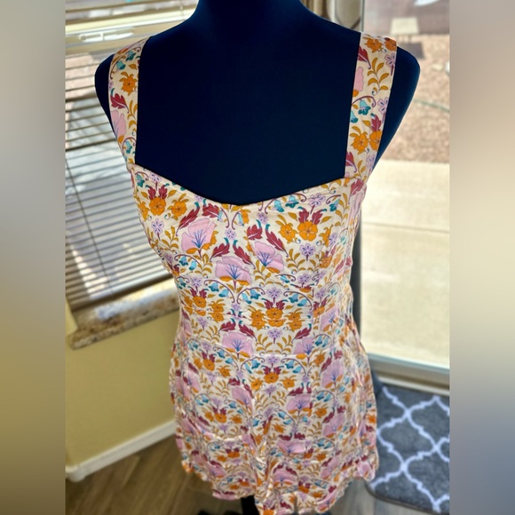 NEW! Free People Ivory Floral Print Sasha Sweetheart-Neck Mini Dress - Picture 7 of 17